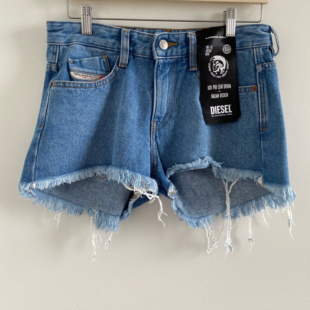 Diesel Blue Superior Quality Italian Design Fray Hem Jean Shorts Size 27 New